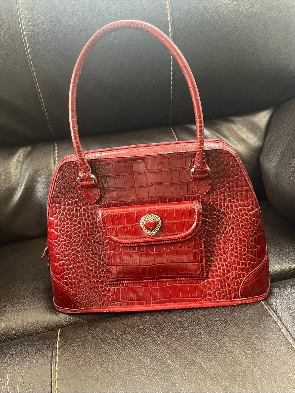 Brighton Red Leather Women’s Handbag - Classic Top-Handle Tote